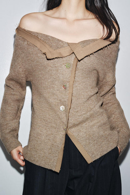 Chaqueta punto cuello barco