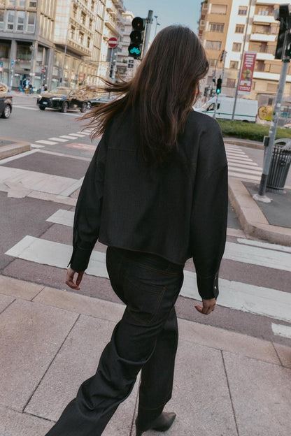 Camisa oversize pespuntes contraste