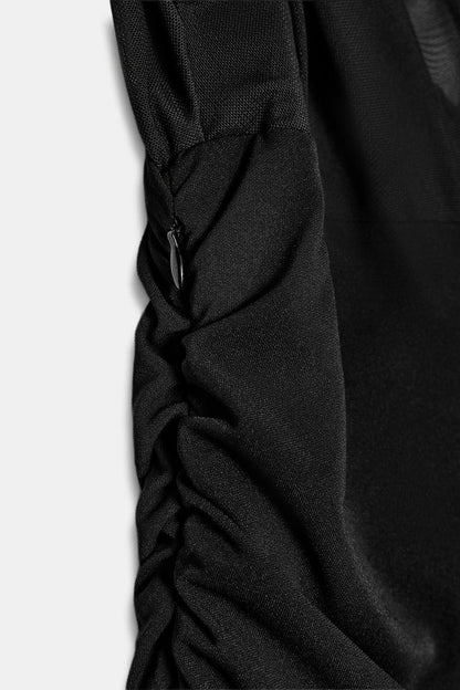 Vestido midi drapeado combinado